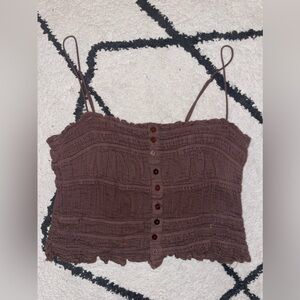 Free People Crop Top Tank Top (Brown, Medium)